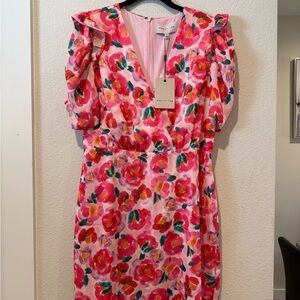 Adelyn Rae Pink and Red Floral Mini Dress NWT